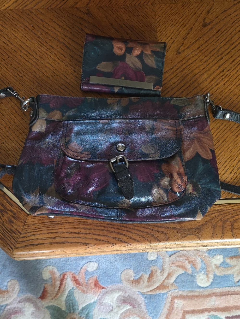 Partica Nash Leather Floral Purse With Matching Wallet - Picture 3 of 17